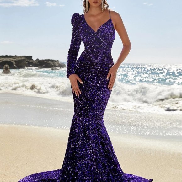 Purple Preppy Womens Prom Dress - Picture 3 of 5
